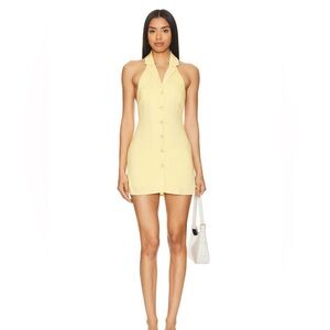 SNDYS BUTTON DOWN MINI DRESS IN YELLOW